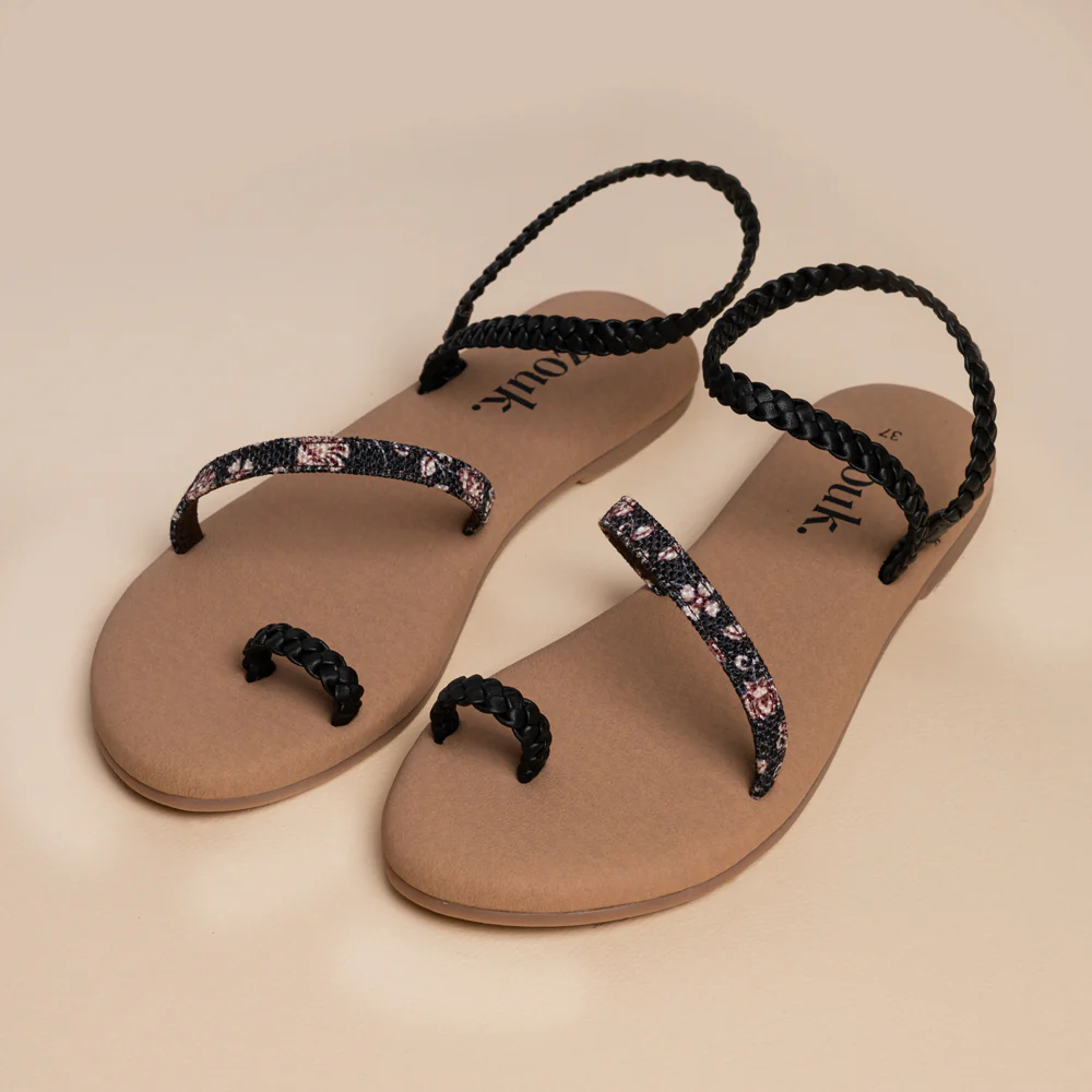 Hooghly Garden Black Braided Sandal - Image 9