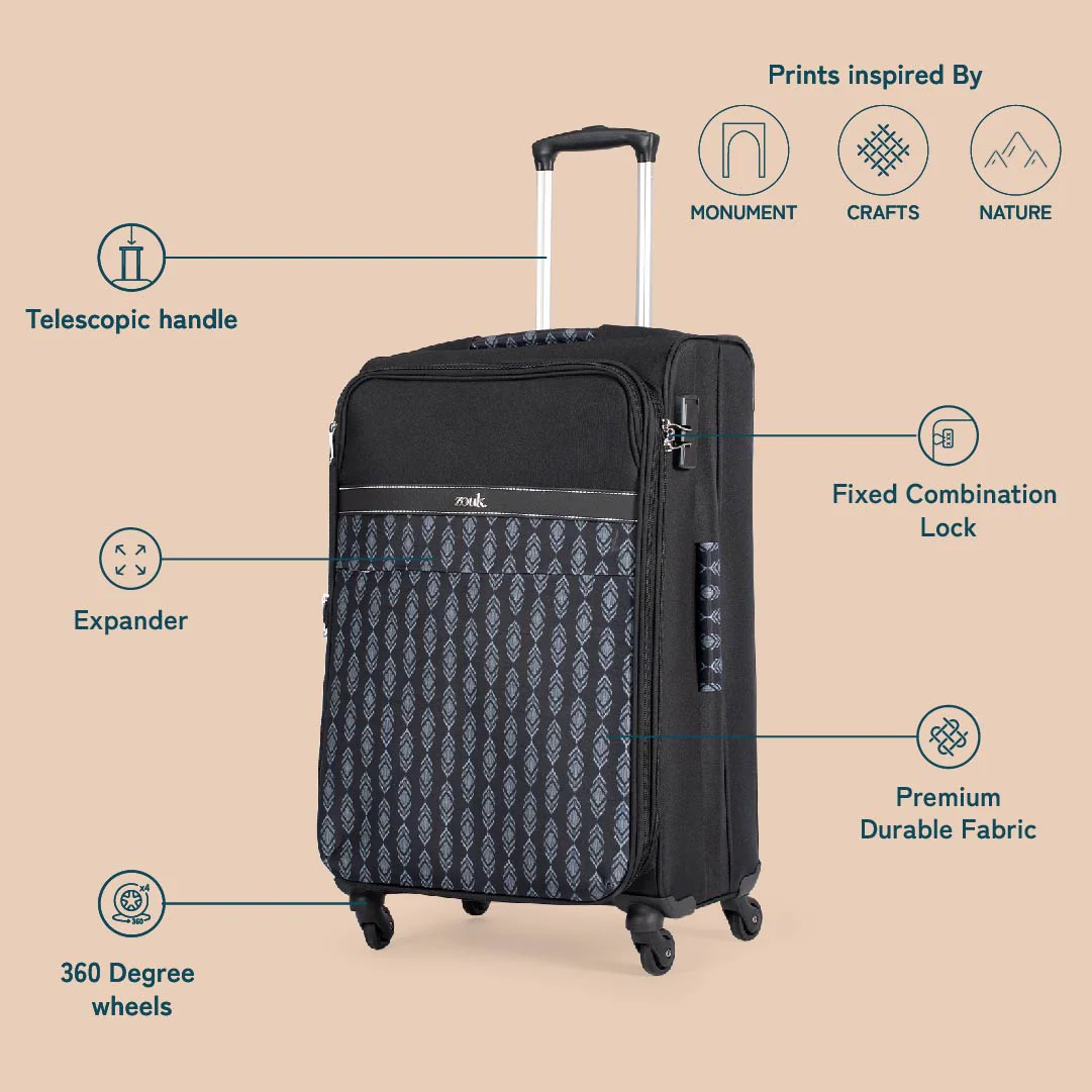 Hyderabad Ikat Avasa Trolley Bag (Black) - Image 5