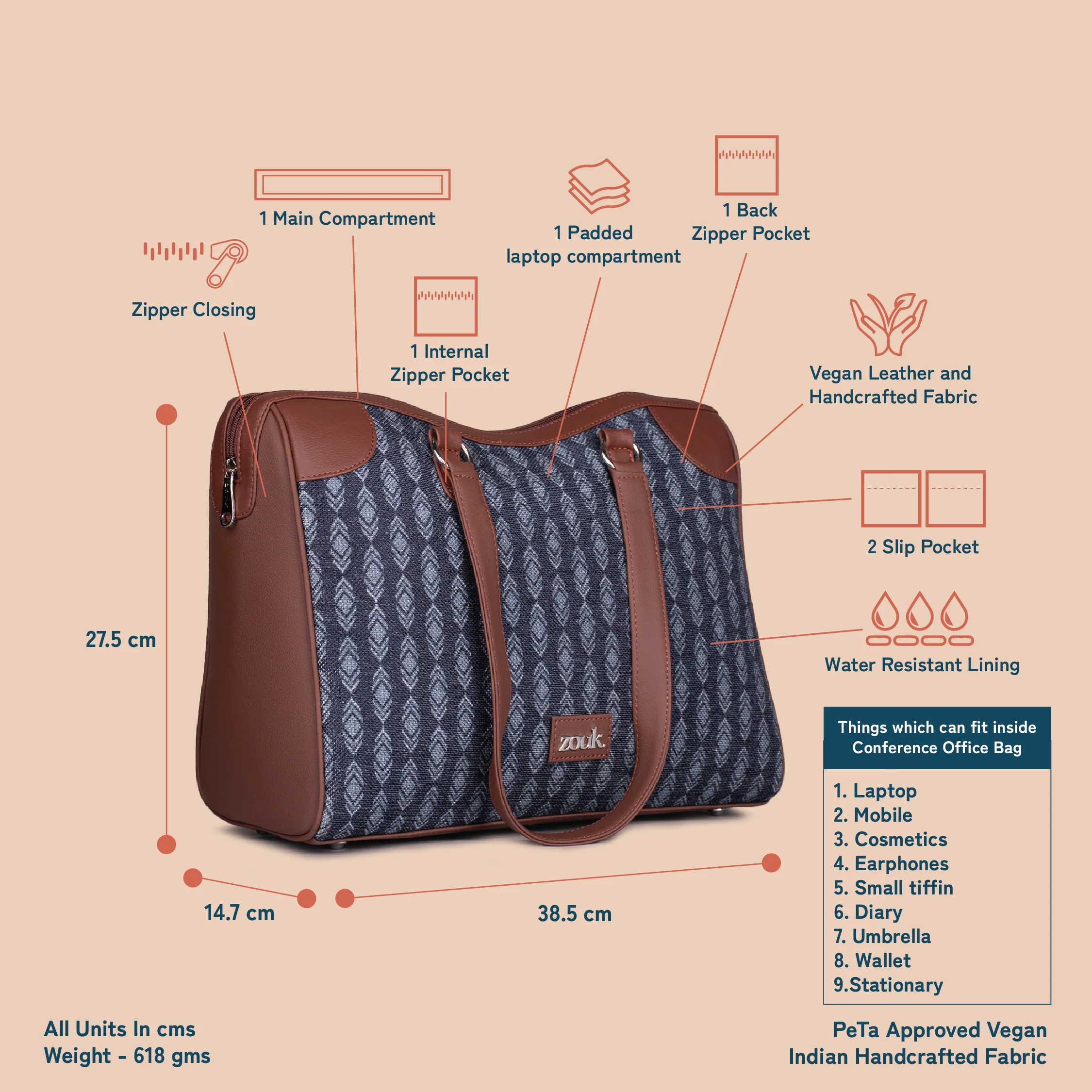 Hyderabad Ikat Conference Office Bag - Image 5