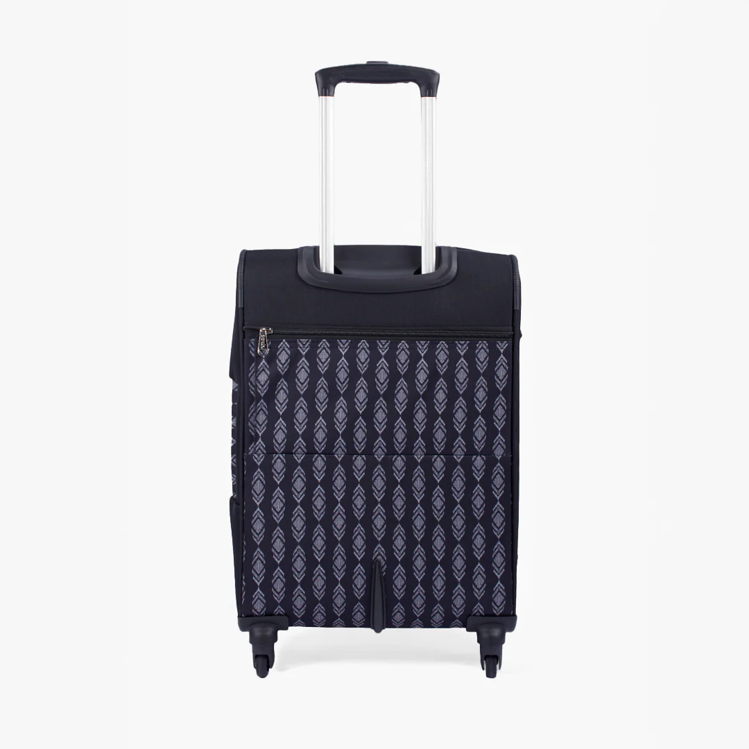 Hyderabad Ikat Saira Trolley Bag - Black (Cabin) - Image 2