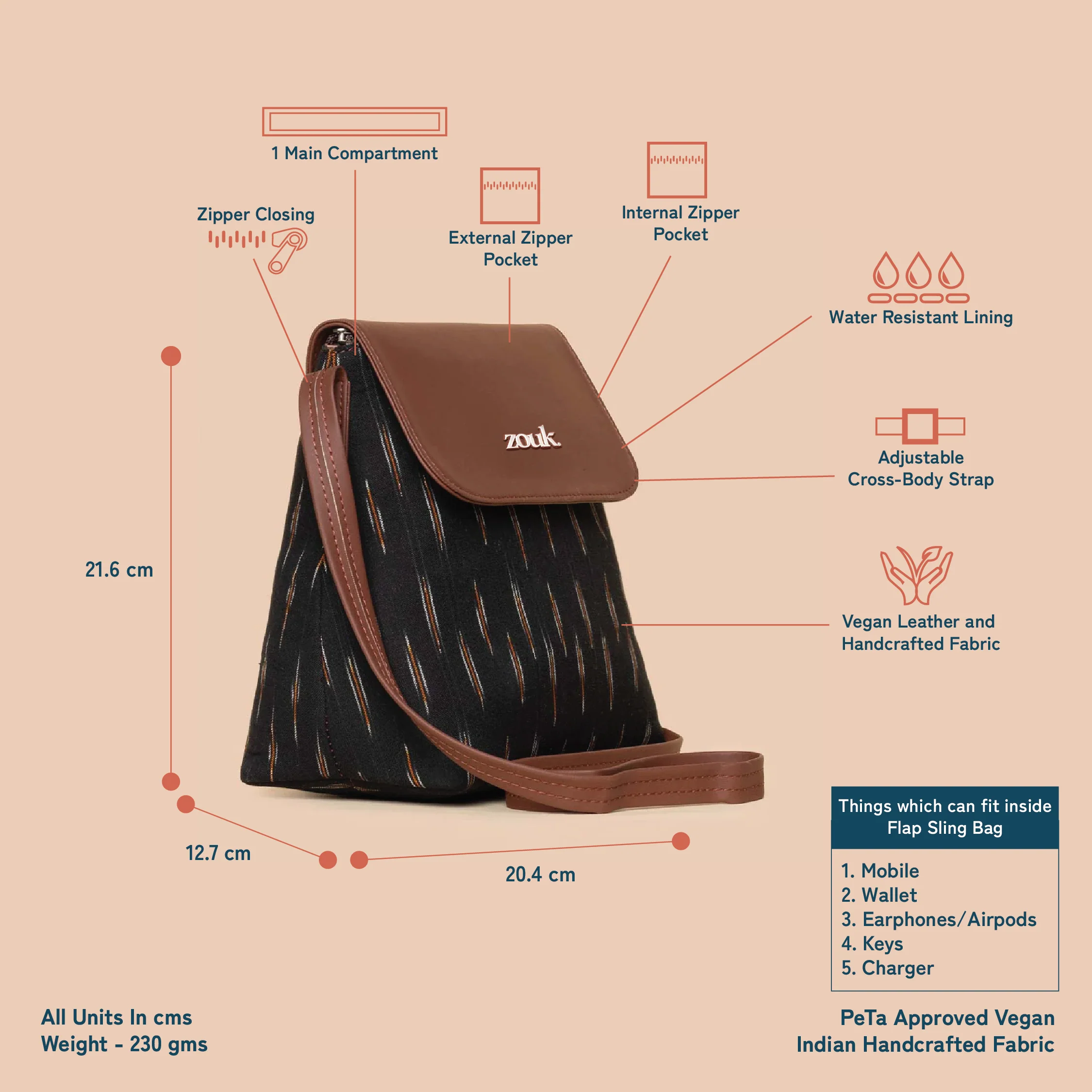 Ikat GreRe Flap Sling Bag - Image 4