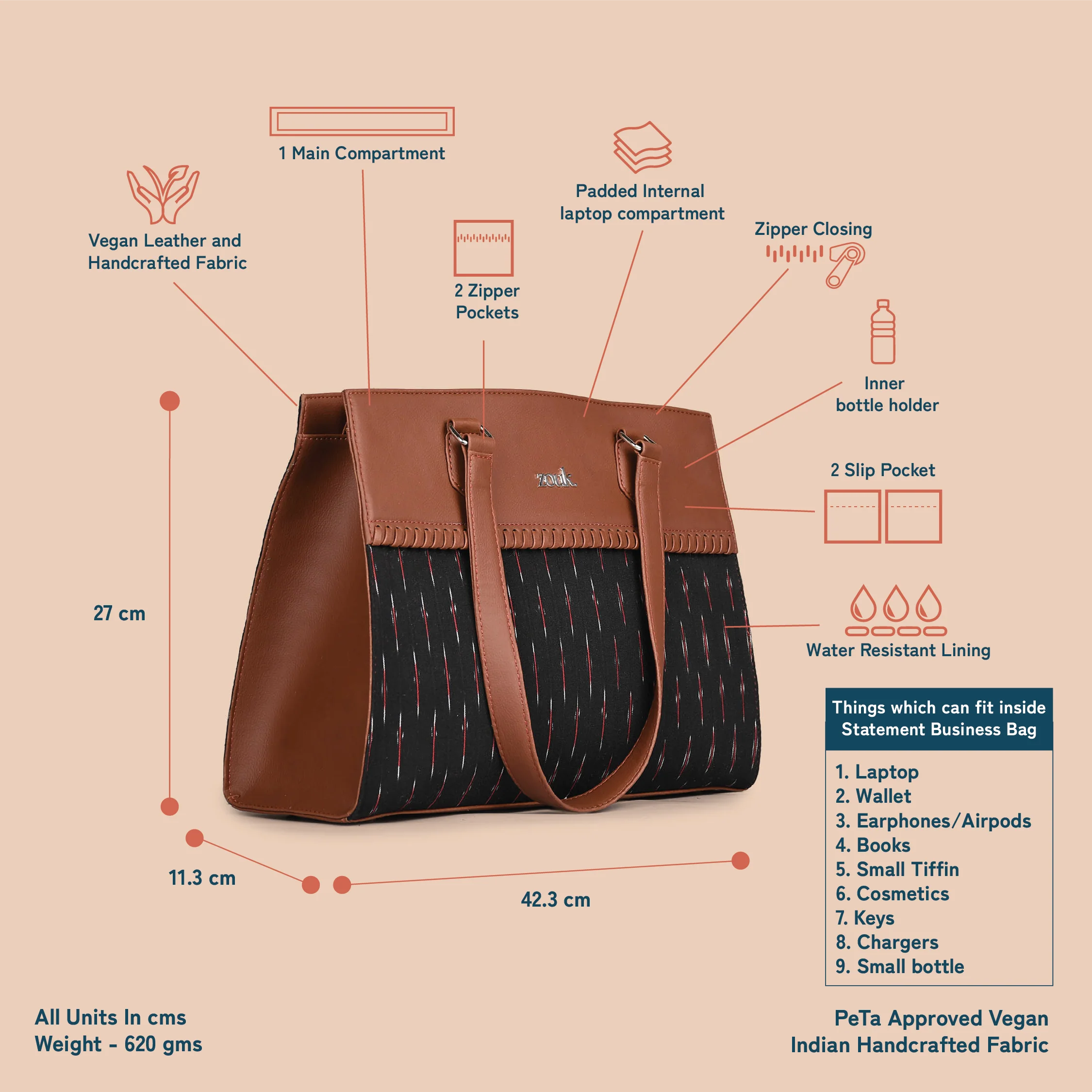 Ikat GreRed Statement Business Bag - Image 5