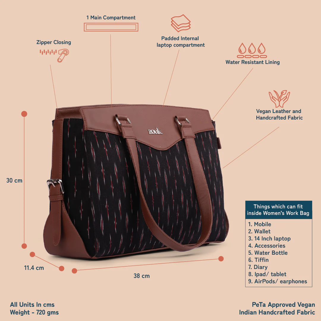 Ikat GreRed Women's Work Bag Brown - Image 4
