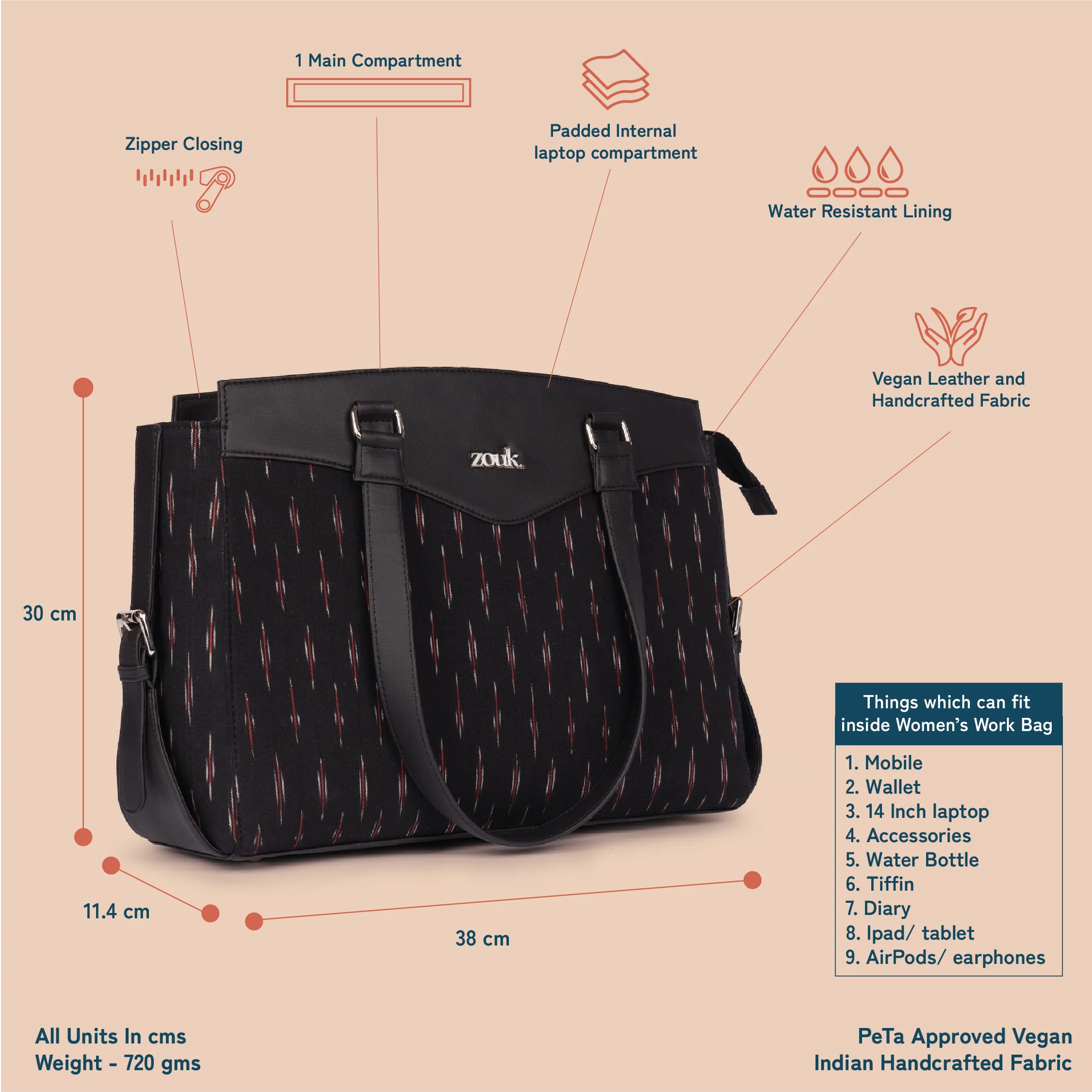 Ikat GreRed Women's Work Bag - Image 5