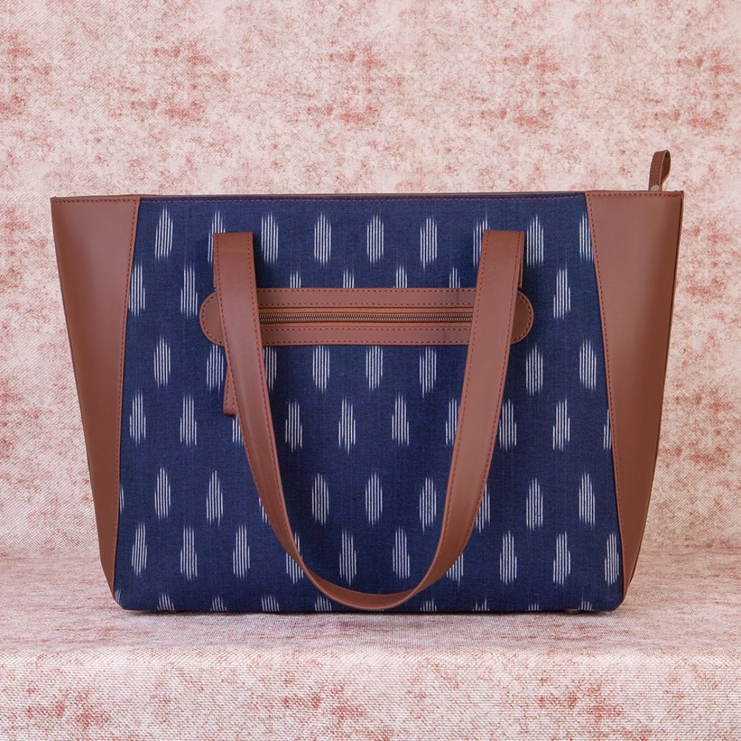 Ikat Jet Blue Side Tote Bag - Image 2