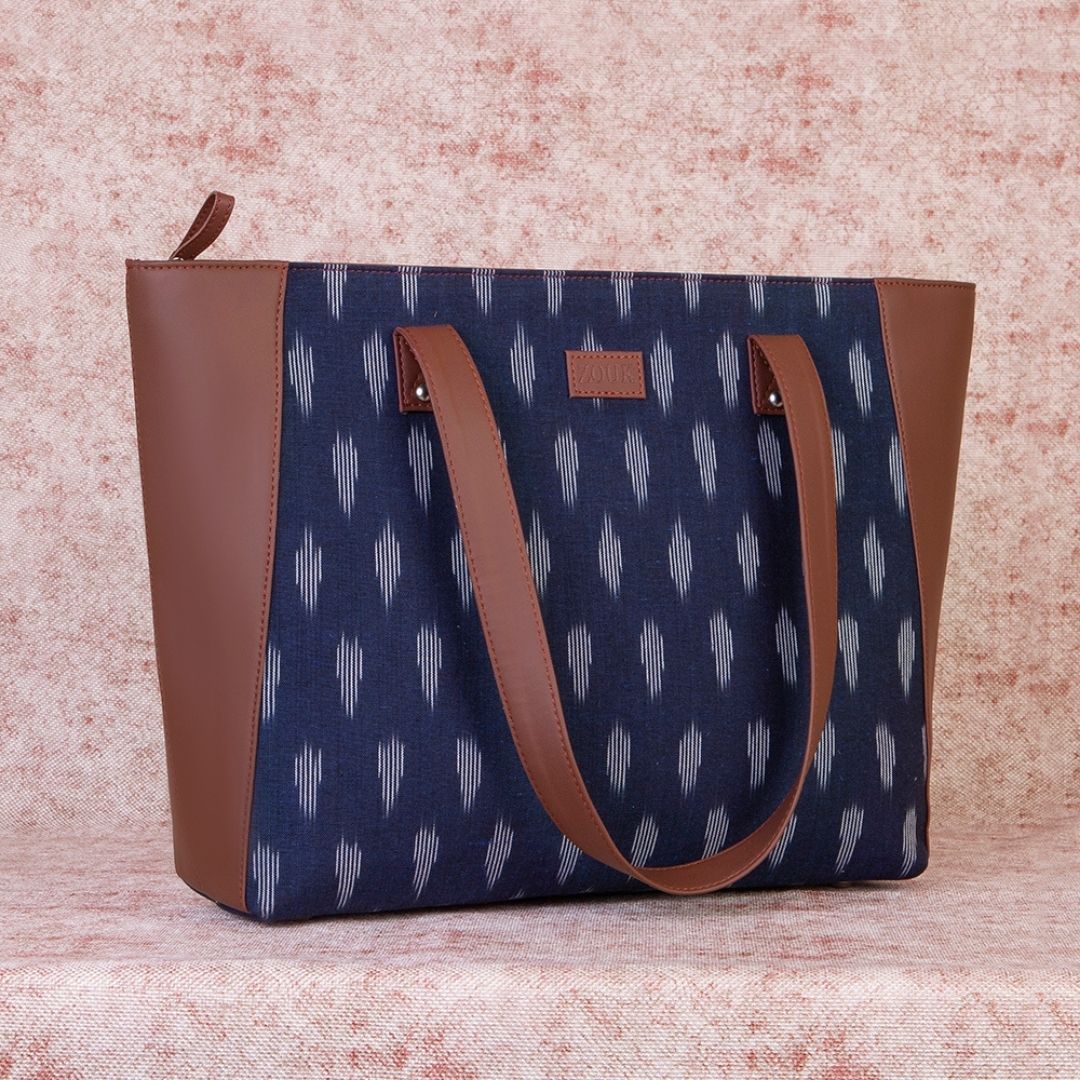 Ikat Jet Blue Side Tote Bag - Image 3
