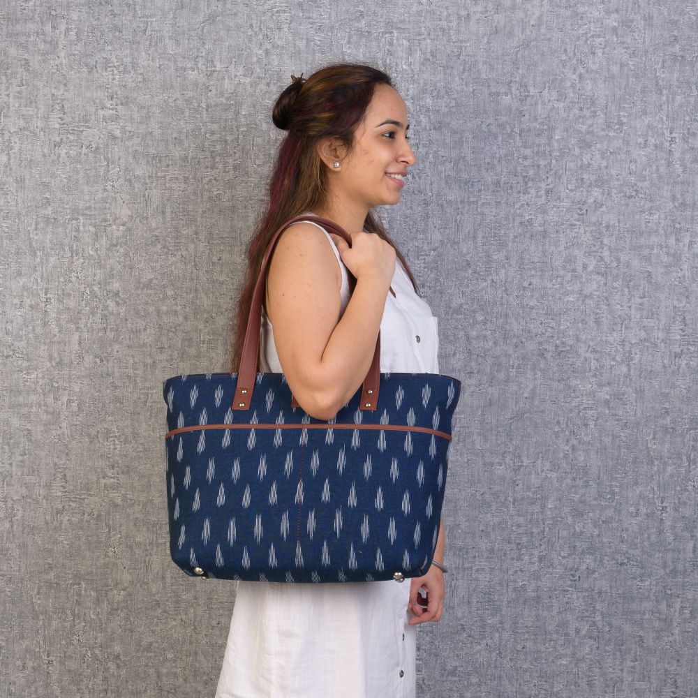 Ikat Jet Blue Tote Bag - Image 2