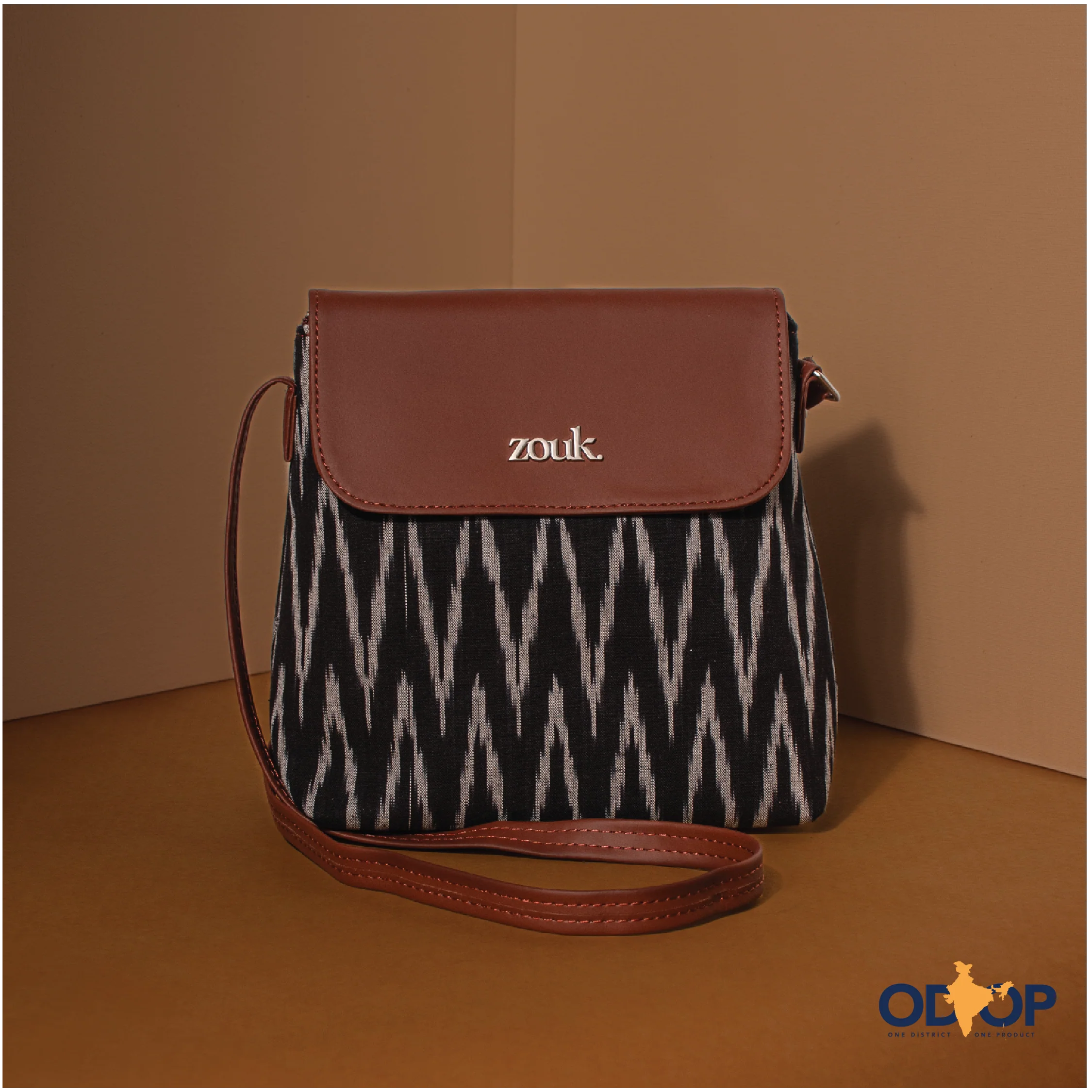 Ikat Print Flap Sling Bag