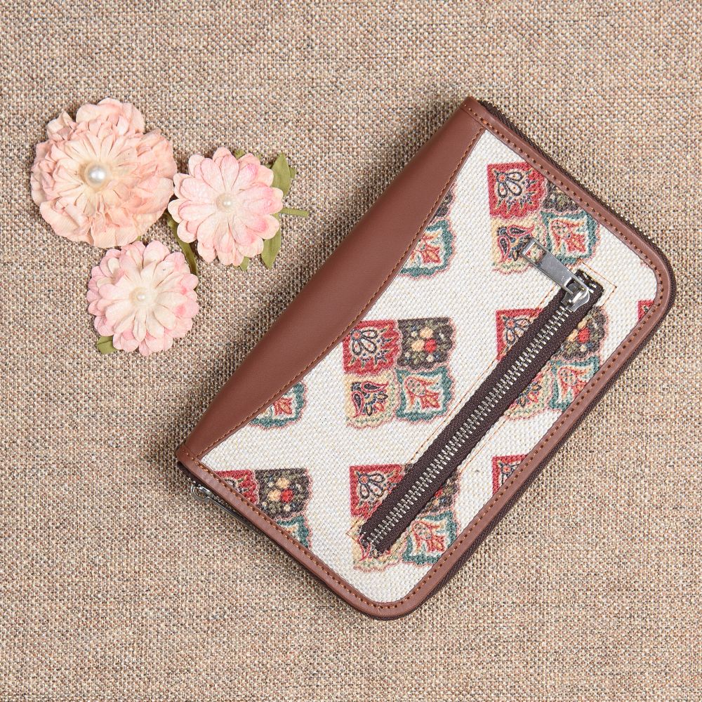 Ikat Wave and Seashell Motif - Office Bag & Chain Wallet Combo - Image 7