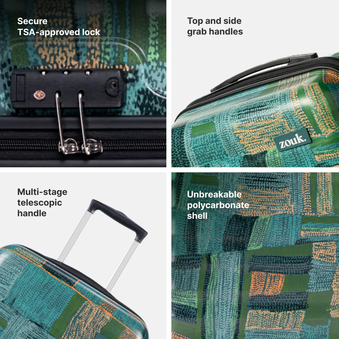 Indus Lattice Green Amorah Trolley Bag (Cabin) - Image 10