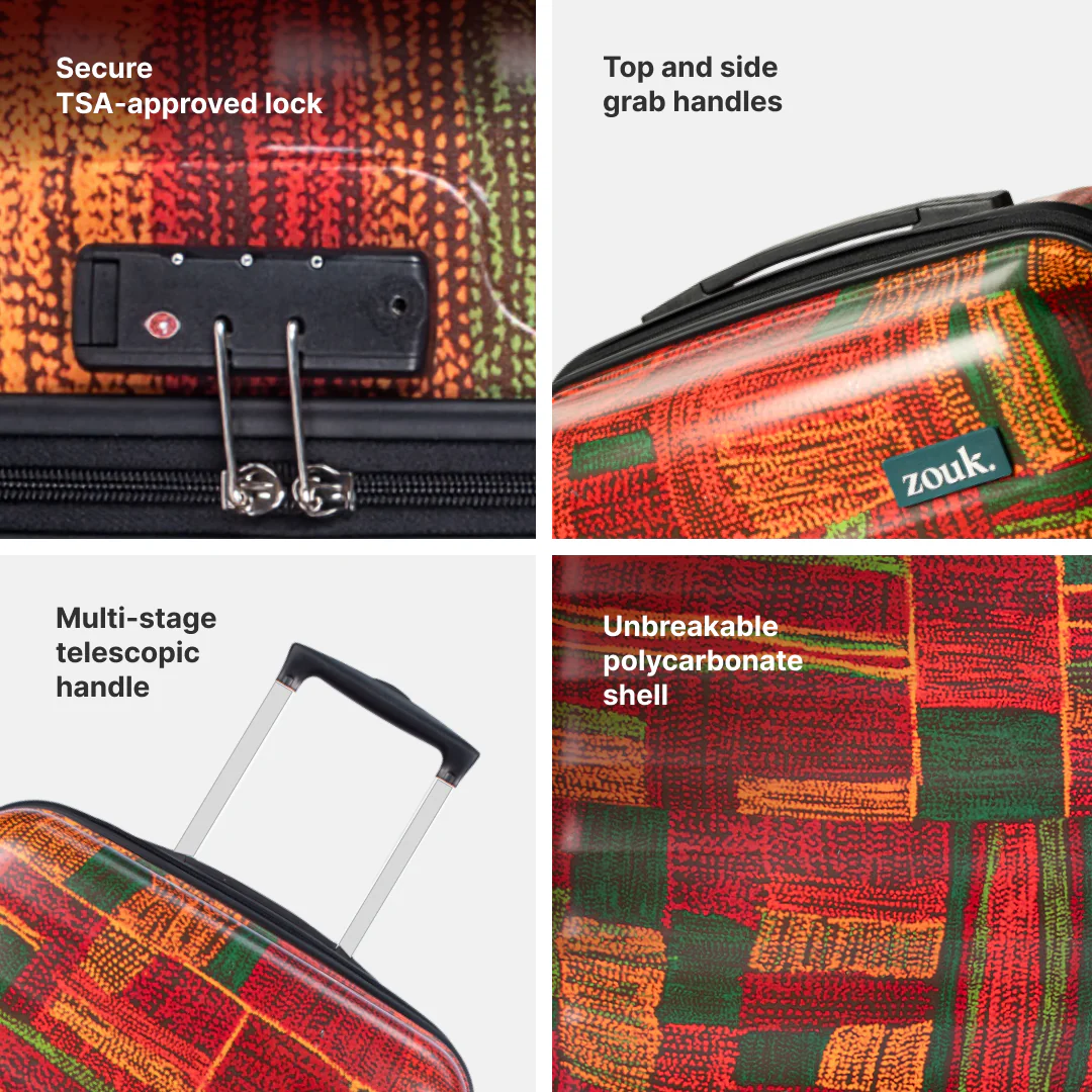 Indus Lattice Red Amorah Trolley Bag - Image 6