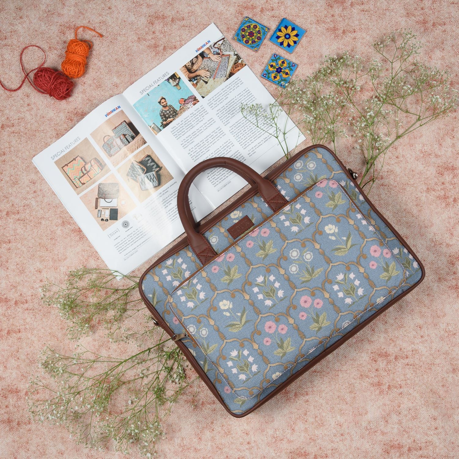 Jaipur Fresco Blue Laptop Bag - Image 2
