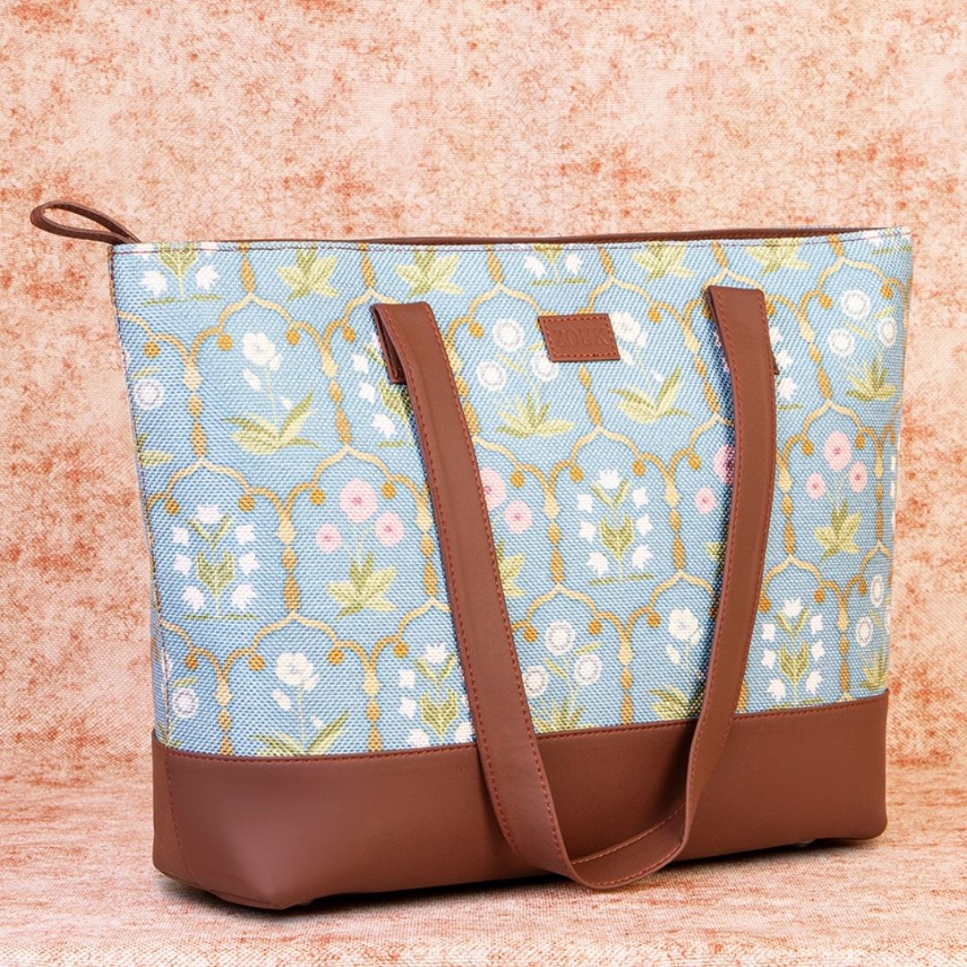 Jaipur Fresco Blue Shoulder Tote Bag - Image 3