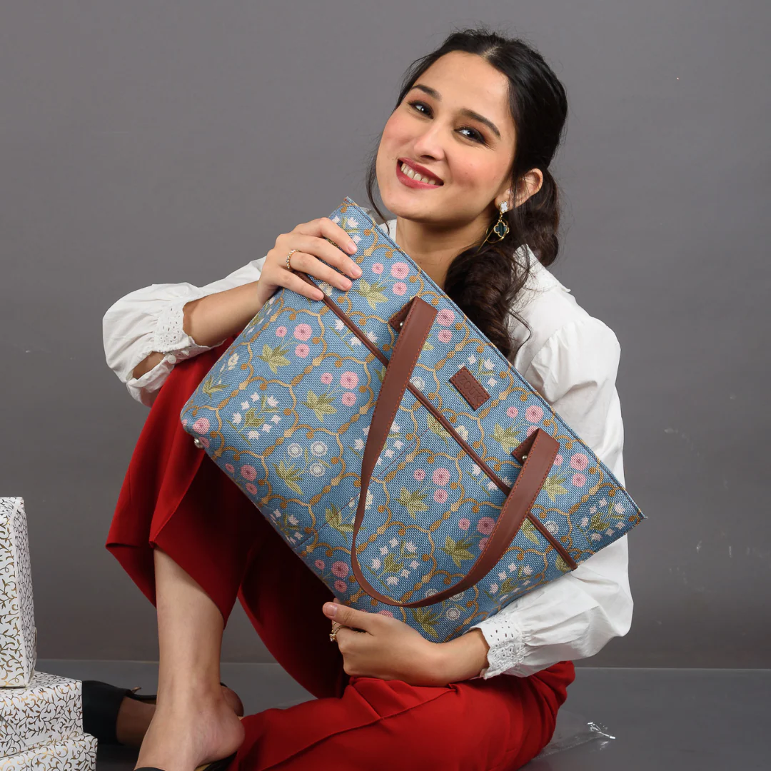 Jaipur Fresco Blue Tote Bag - Image 11