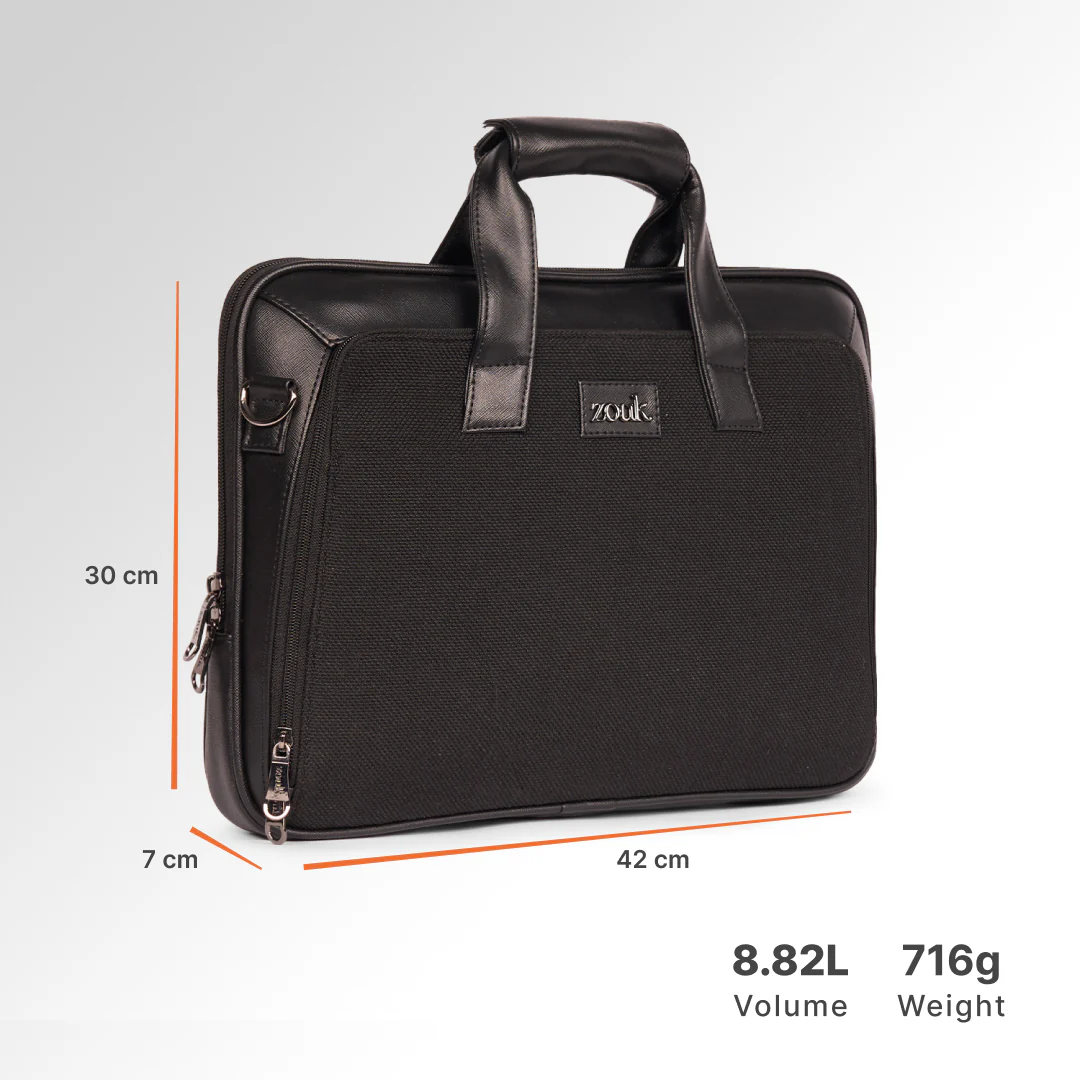 Jet Black Executive Laptop Bag (Black) - Image 4