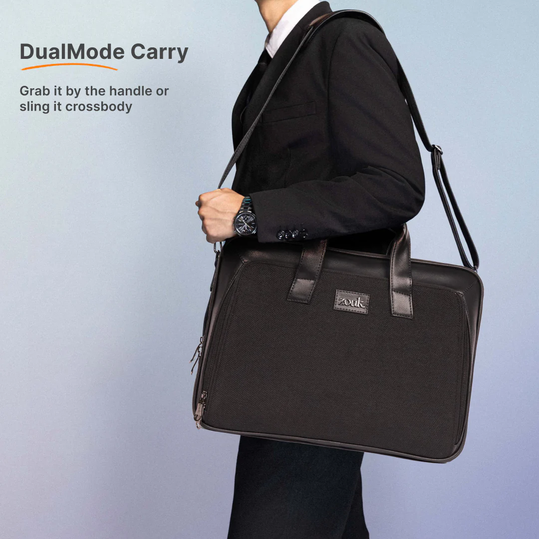 Jet Black Executive Laptop Bag (Black) - Image 6