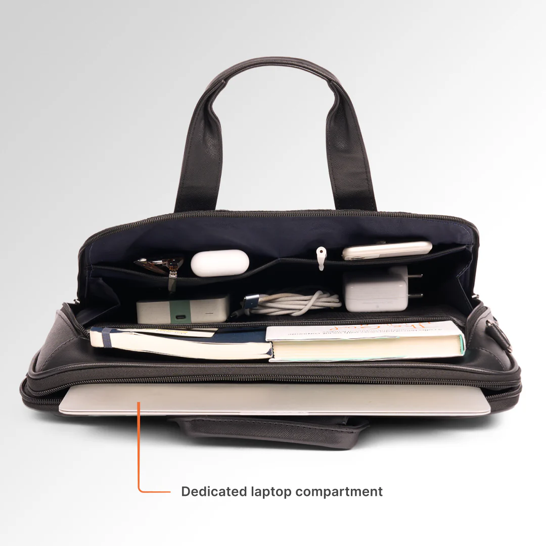Jet Black Executive Laptop Bag (Black) - Image 7