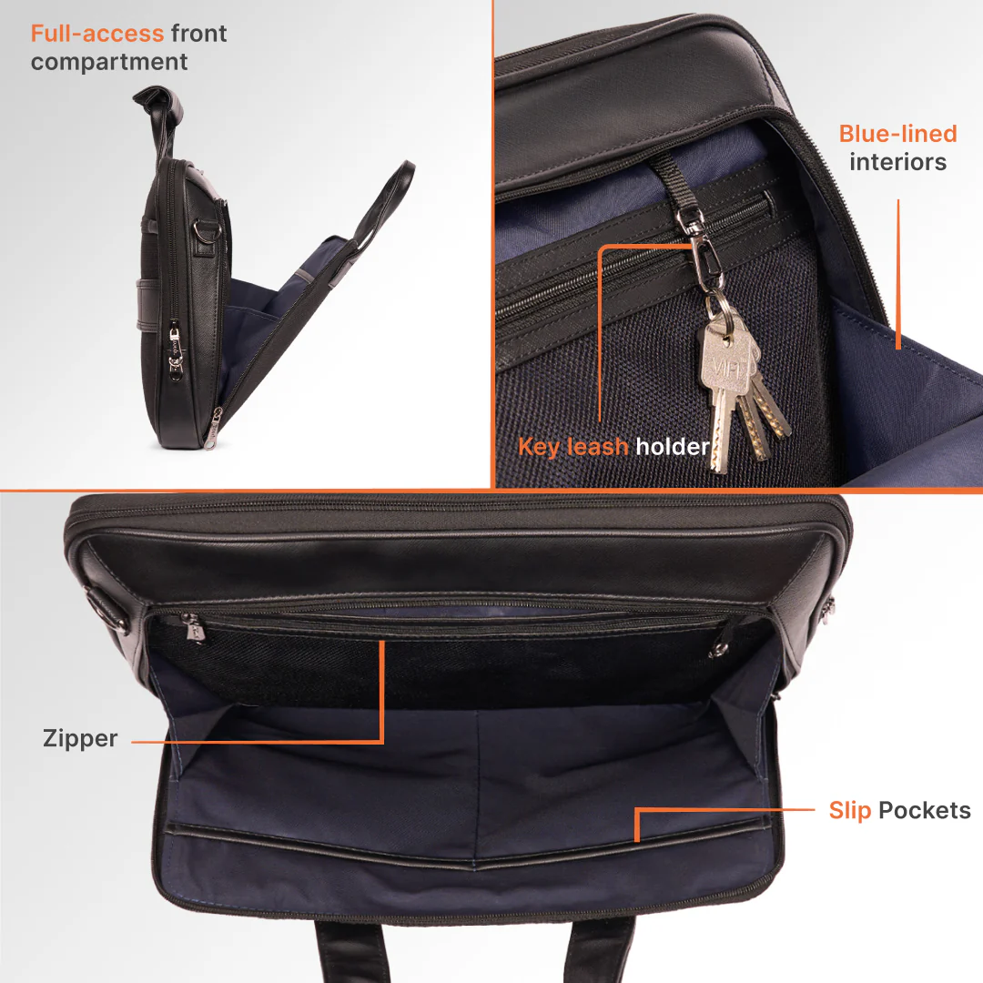 Jet Black Executive Laptop Bag (Black) - Image 8