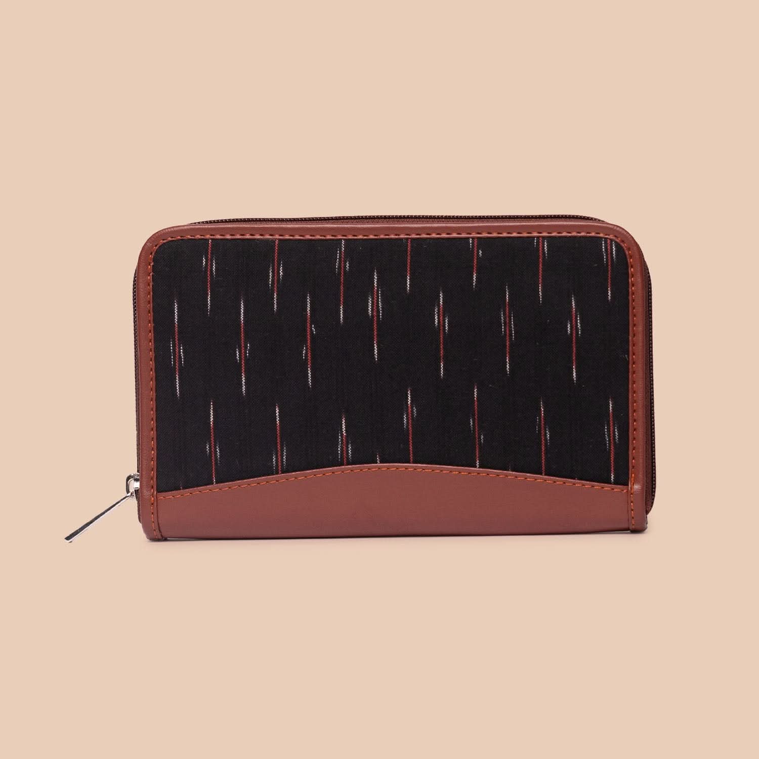Jet Black & Ikat GreRed - Luna Handbag & Chain Wallet Combo - Image 6