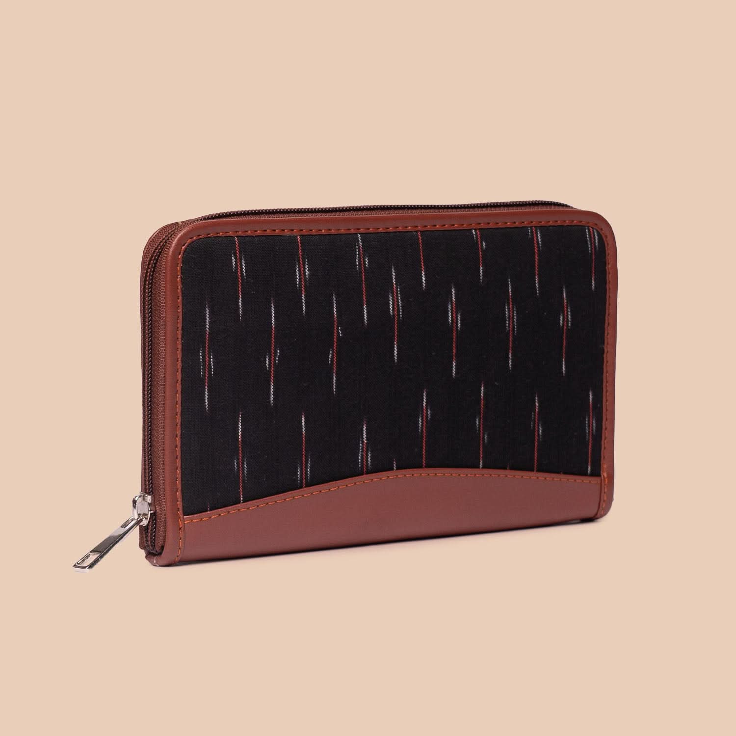 Jet Black & Ikat GreRed - Luna Handbag & Chain Wallet Combo - Image 7