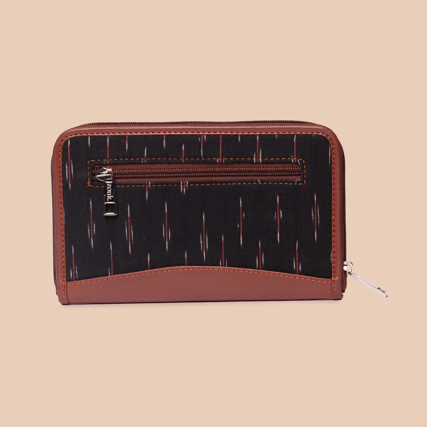 Jet Black & Ikat GreRed - Luna Handbag & Chain Wallet Combo - Image 8