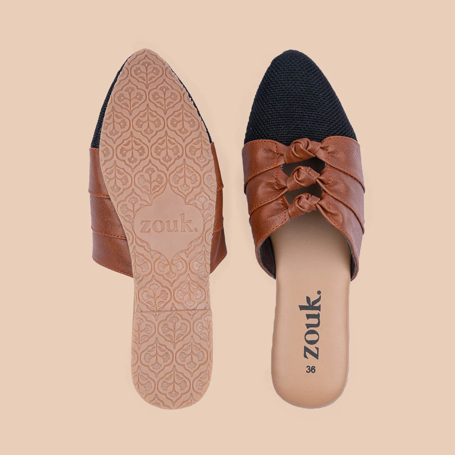 Jet Black Knotted Mules - Image 2