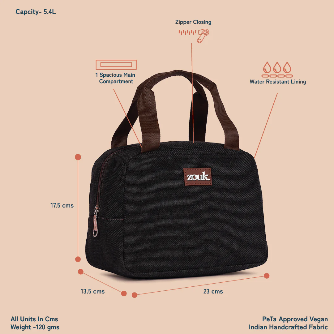 Jet Black Lunch Bag - Image 4