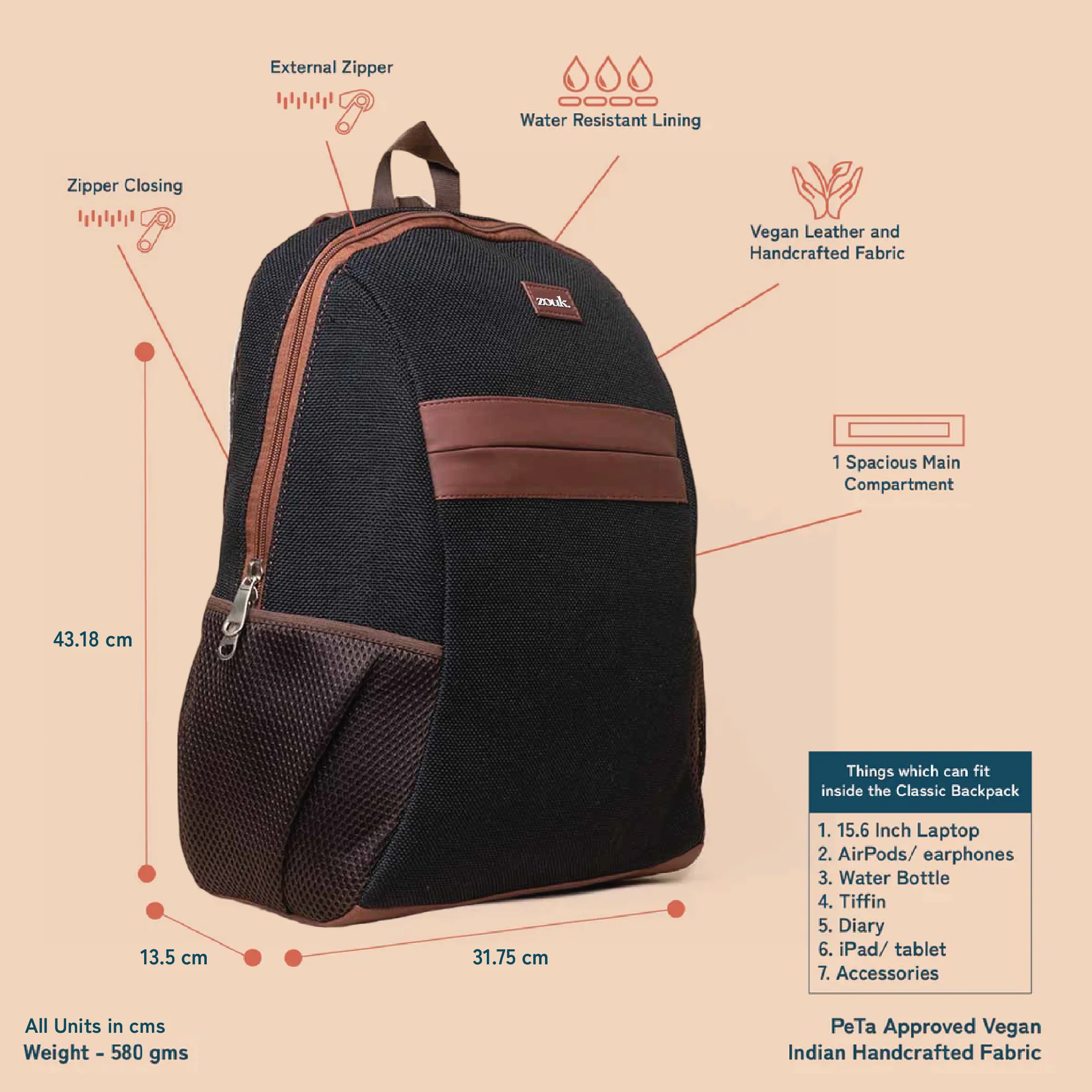 Jet Black Classic Backpack - Image 2