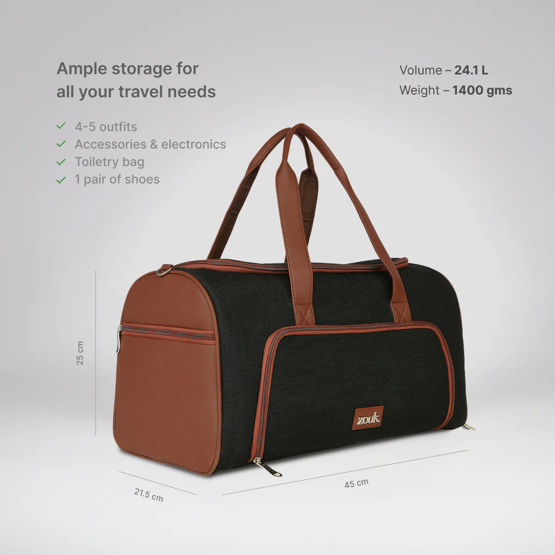 Jet Black Men's Weekender Duffel Bag - Image 3