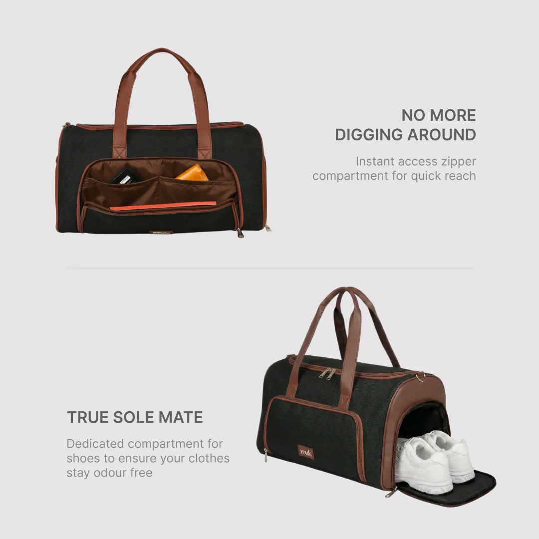 Jet Black Men's Weekender Duffel Bag - Image 5