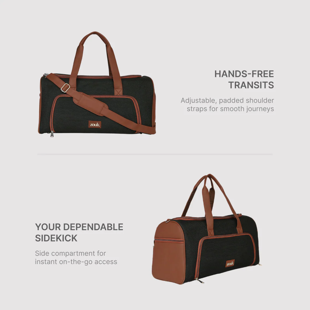 Jet Black Men's Weekender Duffel Bag - Image 6