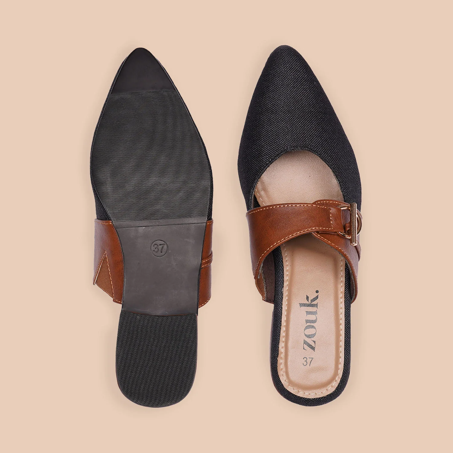 Jet Black Office Pointed Mule - Image 2