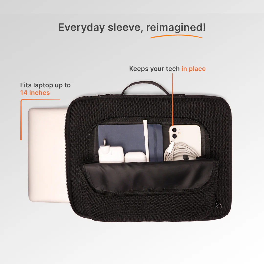 Jet Black Signature Laptop Sleeve - 14inch (Black) - Image 6
