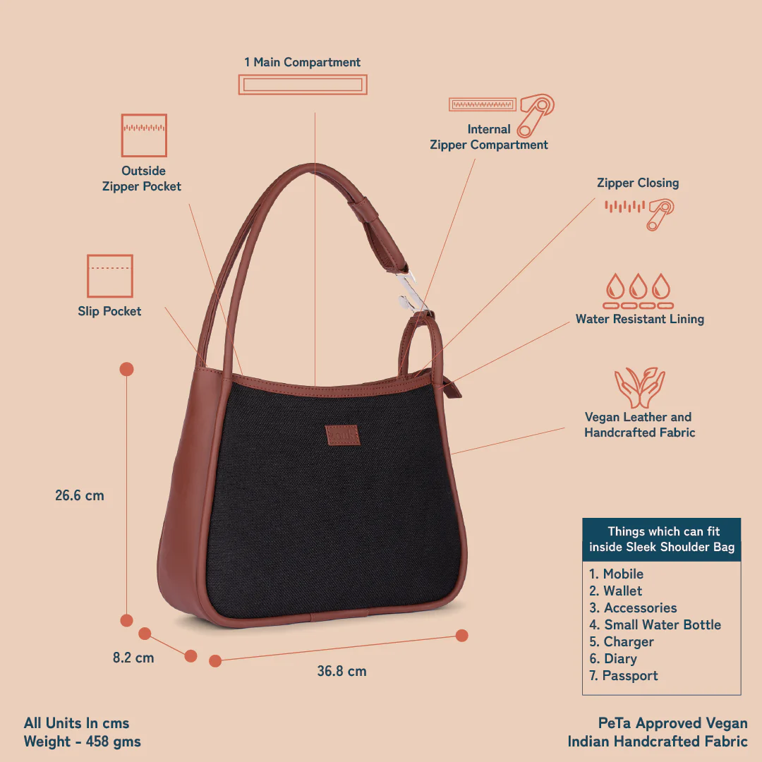 Jet Black Sleek Shoulder Bag - Image 4