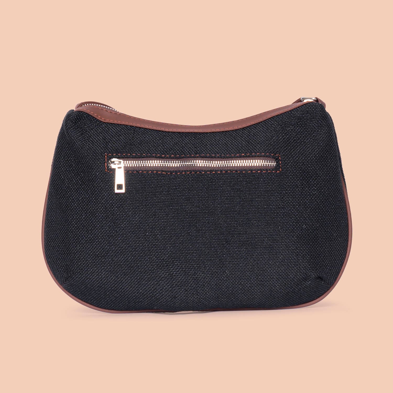 Jet Black Structured Shoulder Bag - Image 2