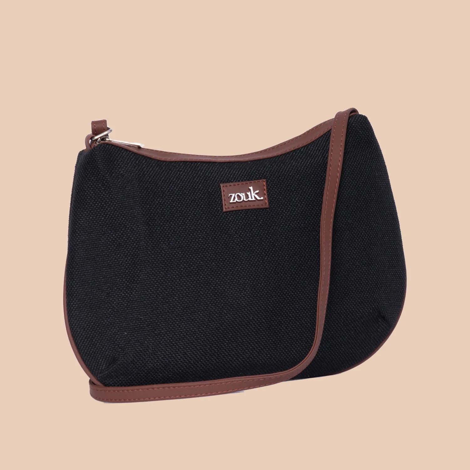 Jet Black Structured Shoulder Bag - Image 3