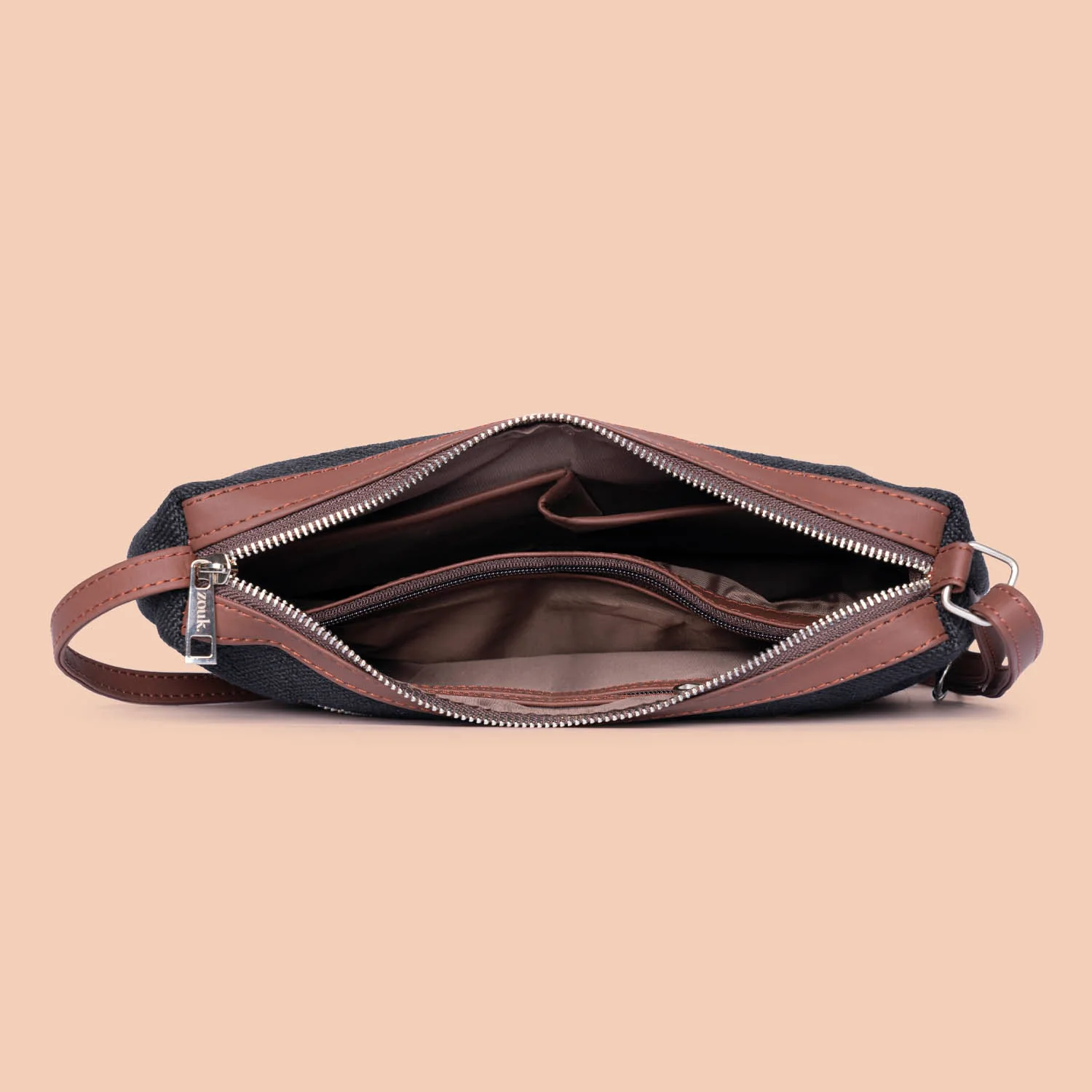 Jet Black Structured Shoulder Bag - Image 4