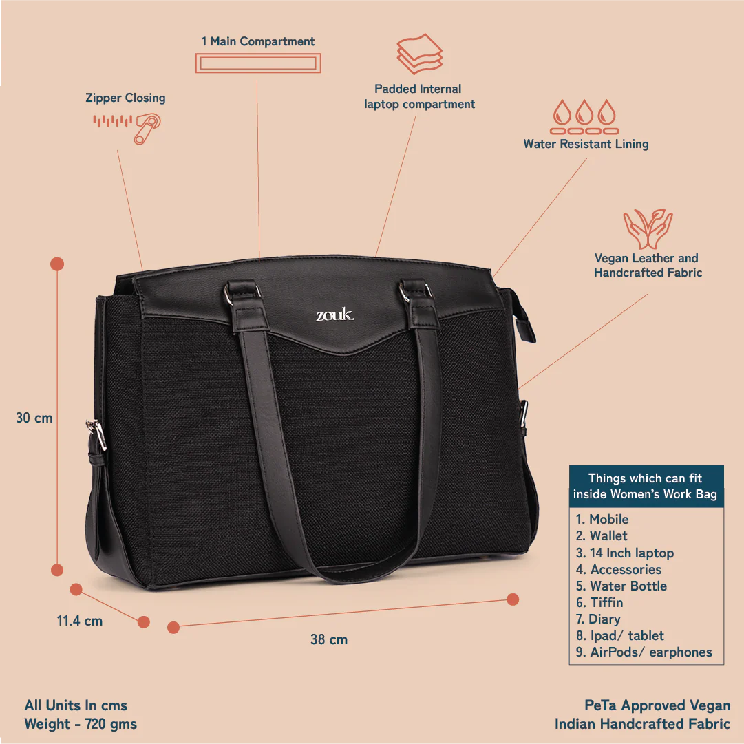 Jet Black Women's Work Bag - Image 4