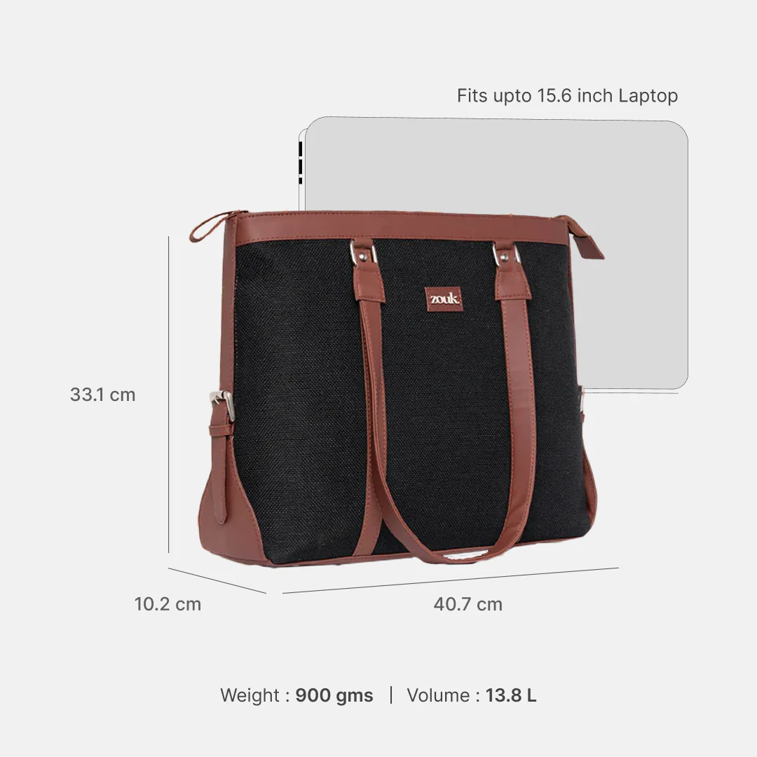 Jet Black Women's Office Bag - Image 3