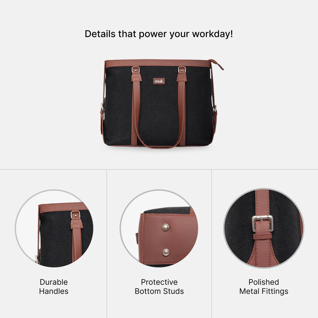 Jet Black Women's Office Bag - Image 4