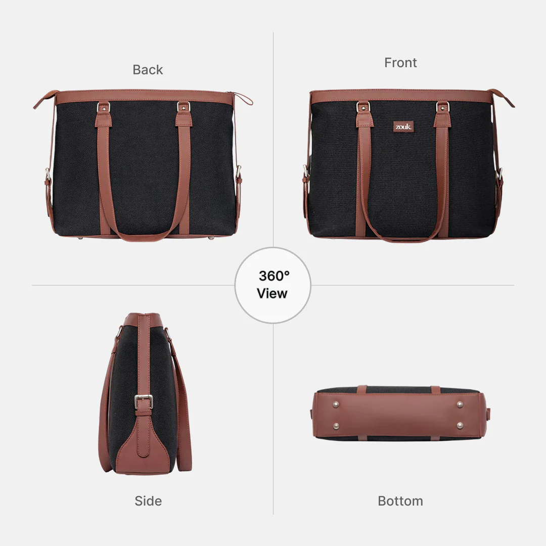 Jet Black Women's Office Bag - Image 6