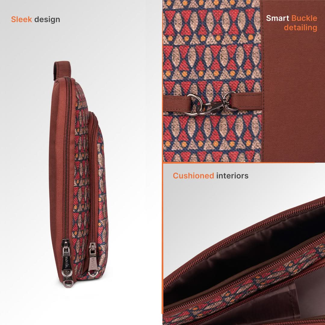 Indore Mosaic Signature Laptop Sleeve - 14inch (Brown) - Image 4