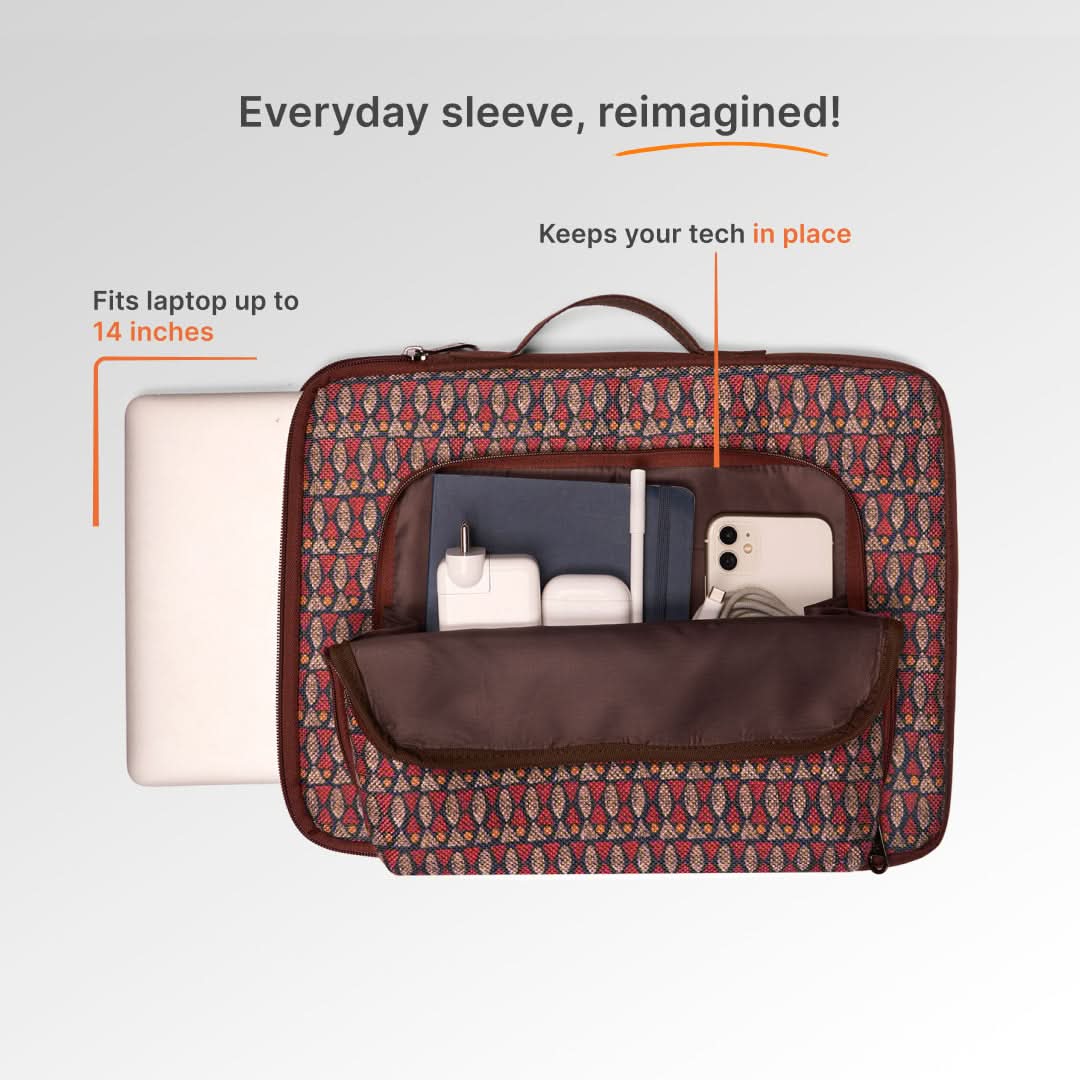 Indore Mosaic Signature Laptop Sleeve - 14inch (Brown) - Image 6