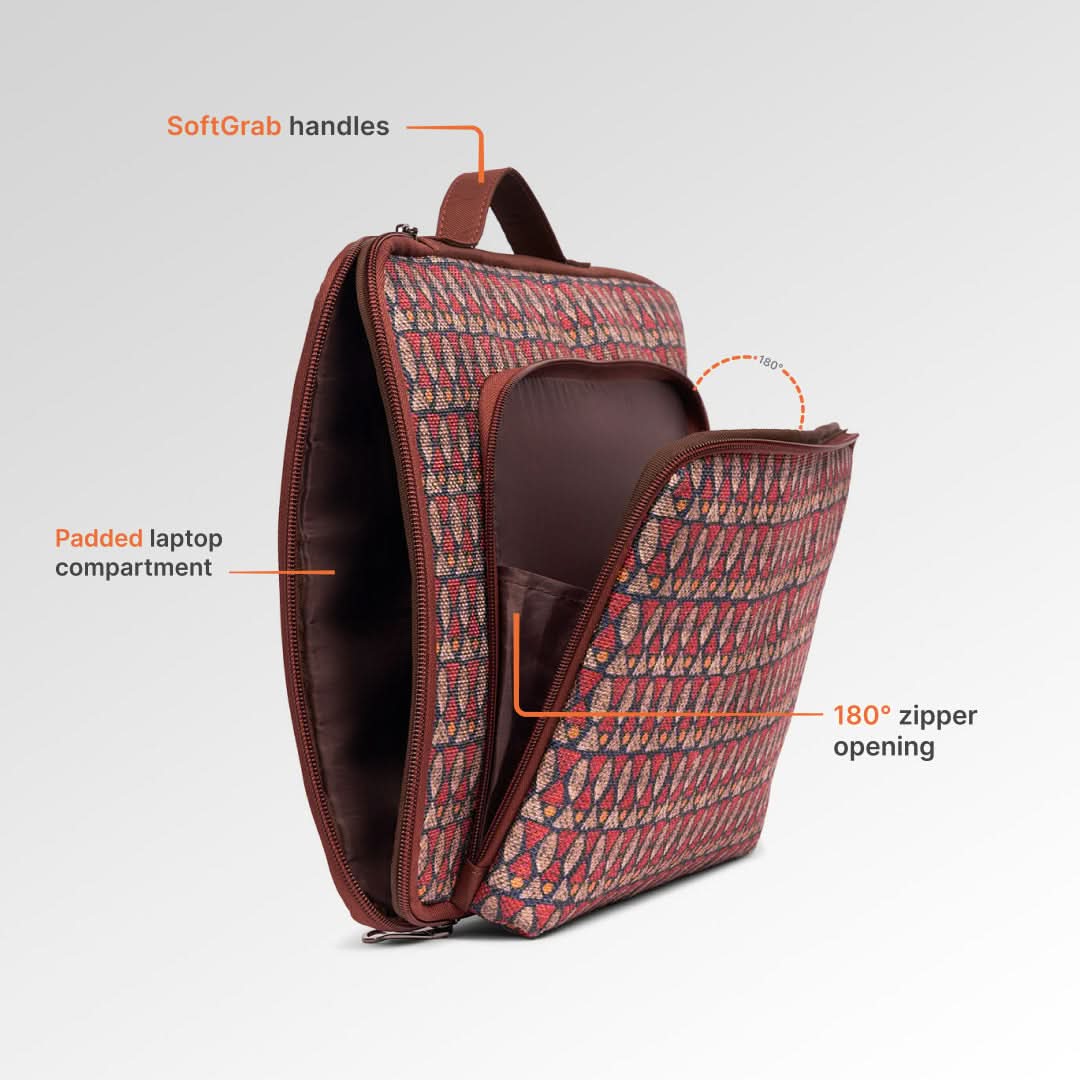 Indore Mosaic Signature Laptop Sleeve - 15.6inch (Brown) - Image 5