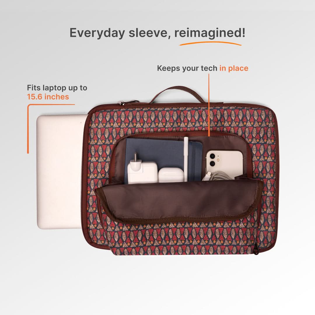 Indore Mosaic Signature Laptop Sleeve - 15.6inch (Brown) - Image 6