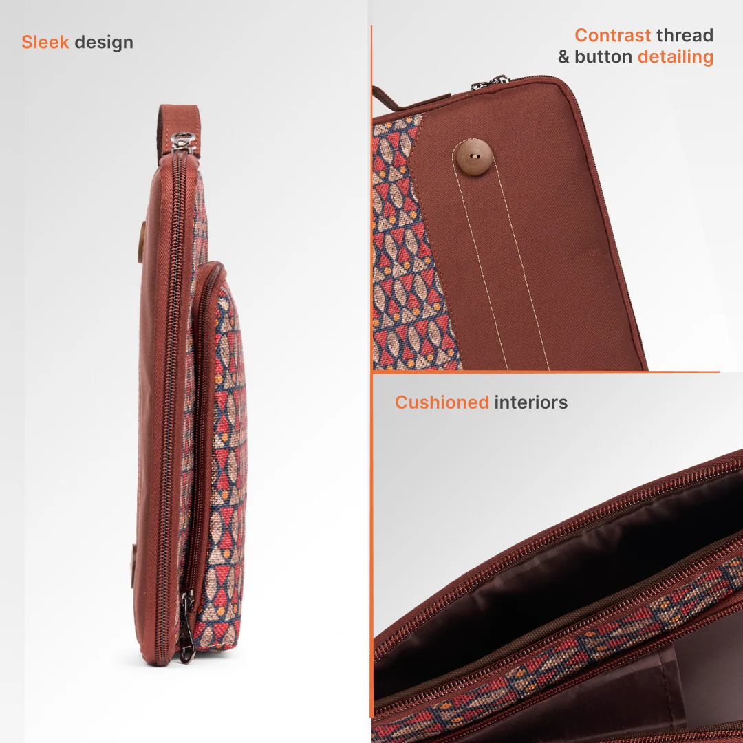 Indore Mosaic Urban Laptop Sleeve - 14inch (Brown) - Image 5