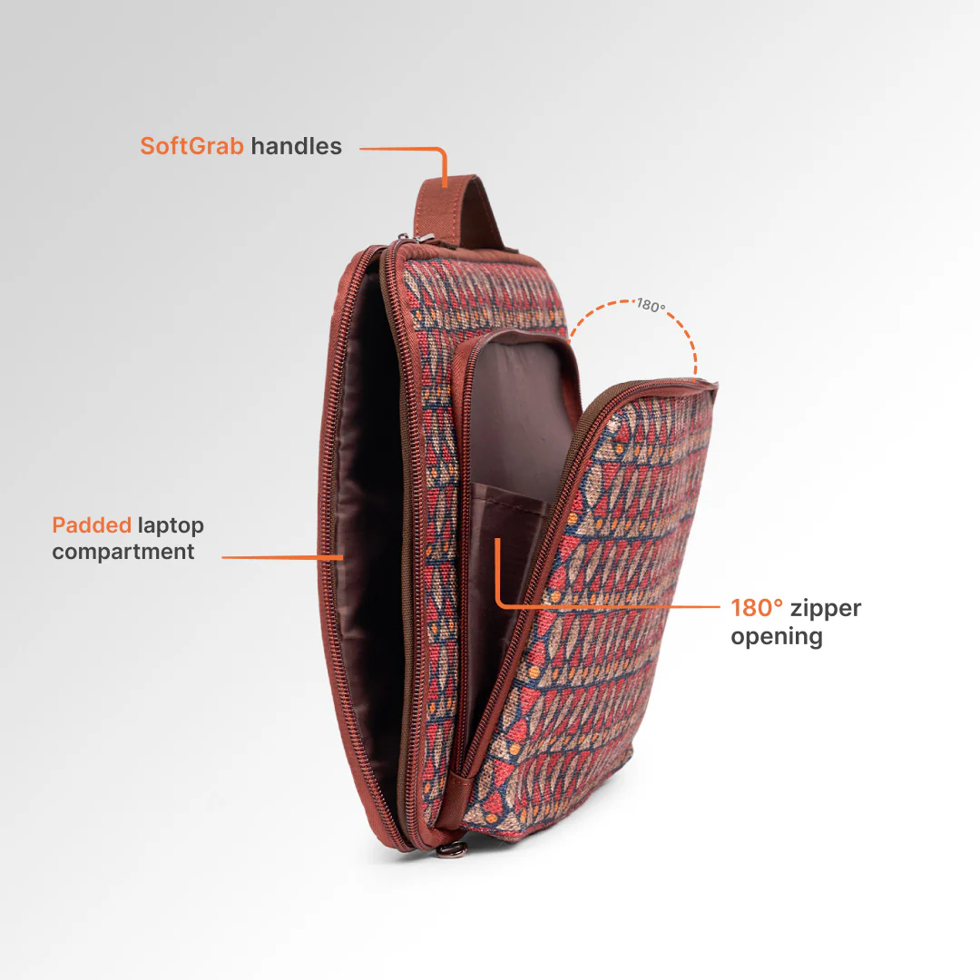 Indore Mosaic Urban Laptop Sleeve - 14inch (Brown) - Image 6