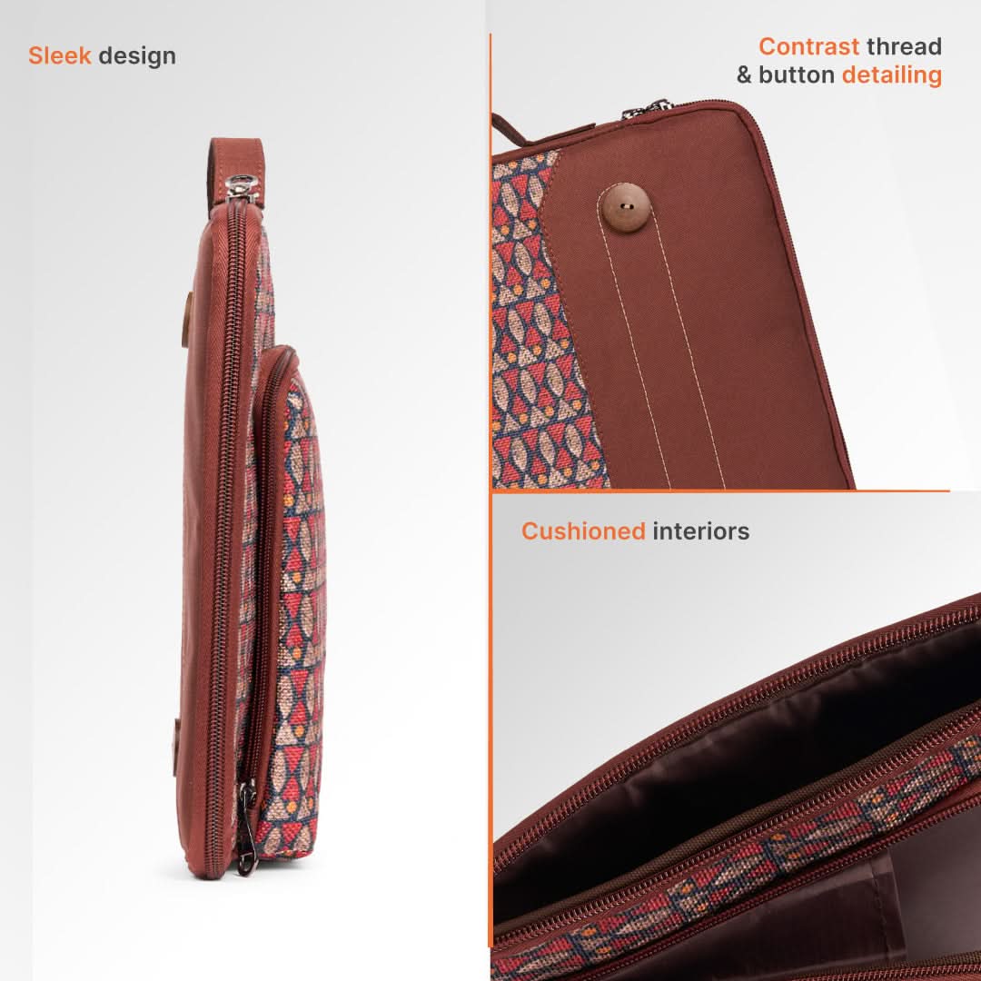 Indore Mosaic Urban Laptop Sleeve - 15.6inch (Brown) - Image 5