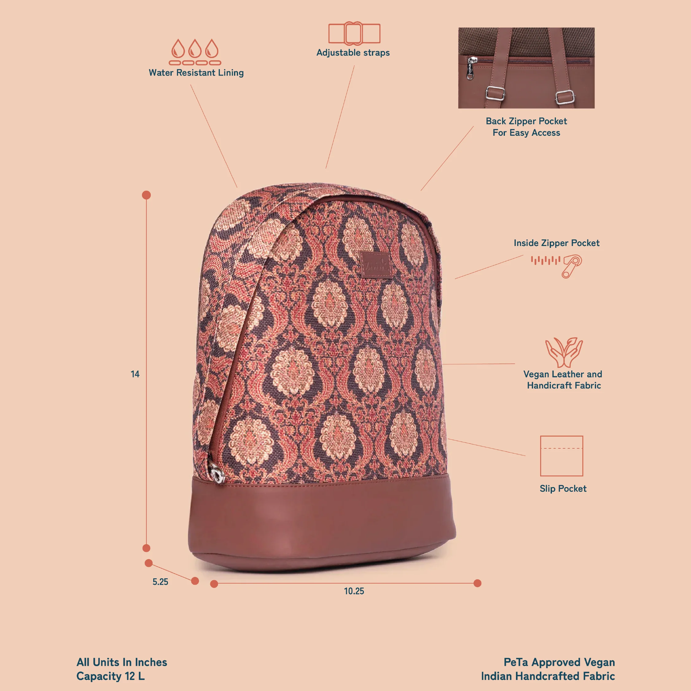Jodhpur Damask Dome Daypack - Image 5
