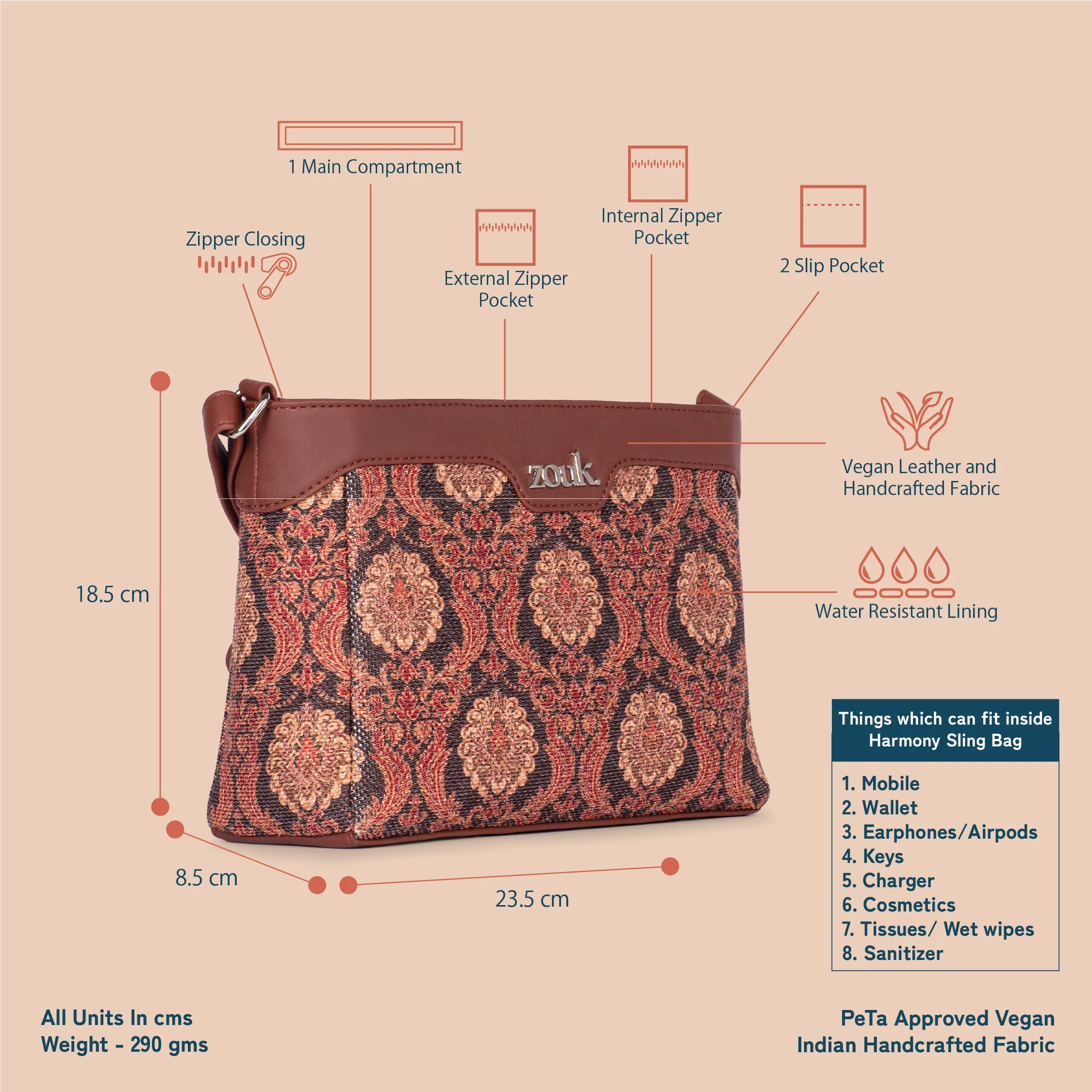 Jodhpur Damask Harmony Sling Bag - Image 4